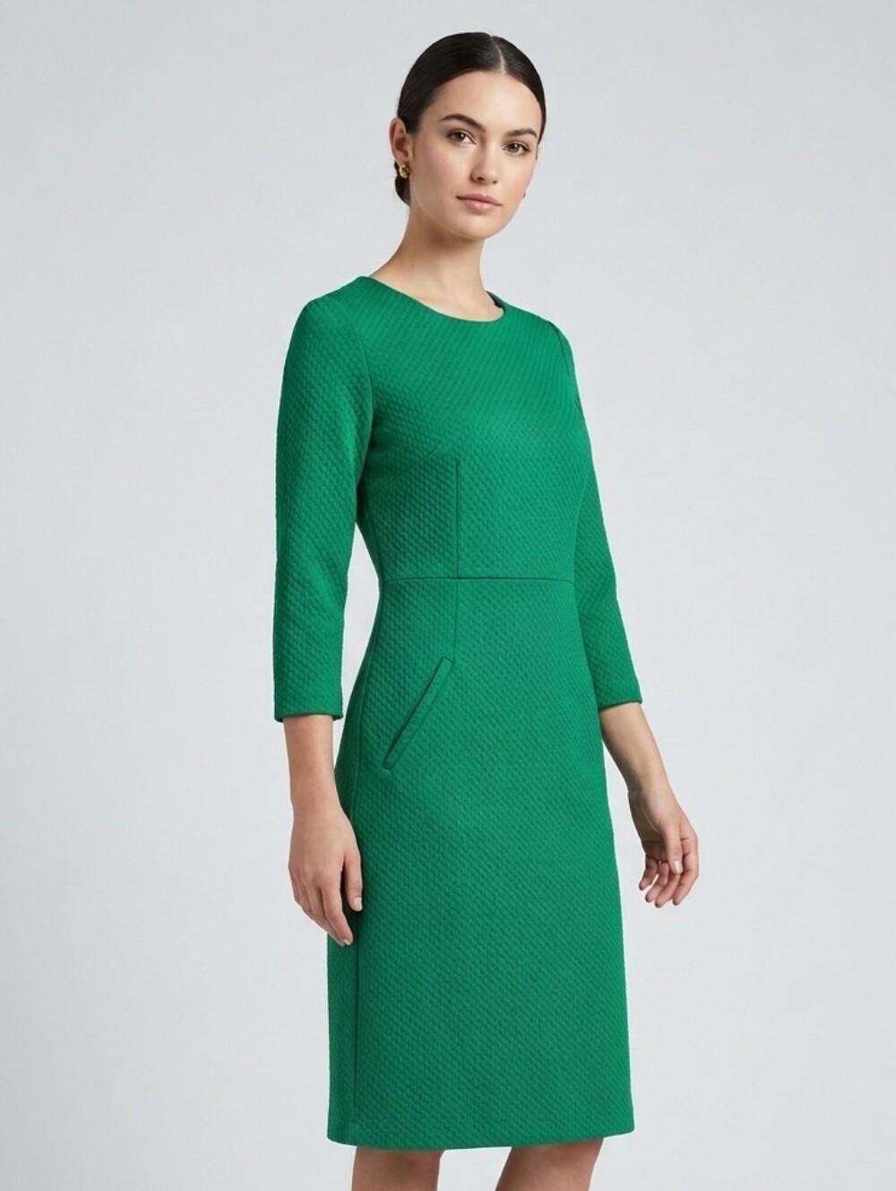 Boden Green Textured Midi Dress Size 4L